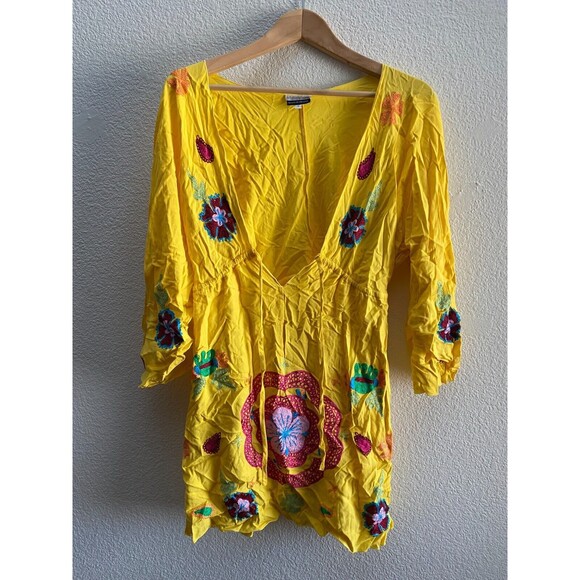 Boston Proper Debbie Katz South Beach Tunic Embroidered Empire Waist Top Small - Picture 1 of 3